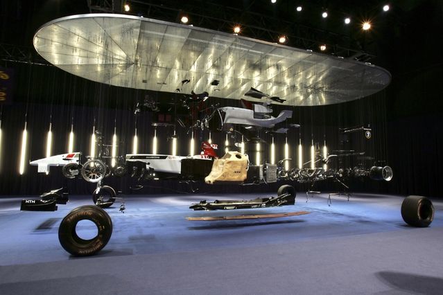 suspended honda f1 car